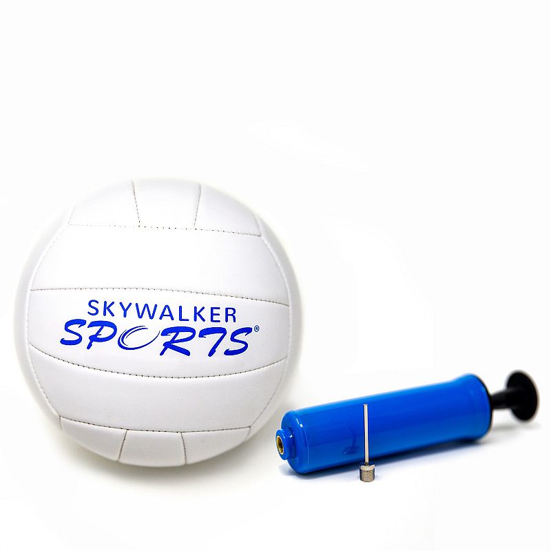 Volleyball and Pump Kit with Logo by Skywalker Sports, White