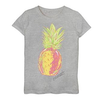 Girls 7-16 Pineapple Vibrant Island Style Drawing Graphic Tee