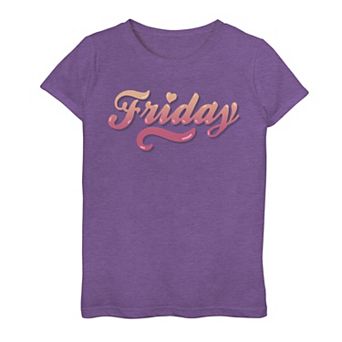 Girls 7-16 Friday Heart Bubble Text Graphic Tee