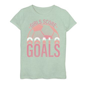 Girls 7-16 Girls Score Goals Pink Soccer Graphic Tee