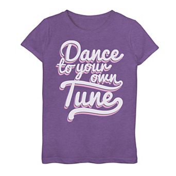 Girls 7-16 Dance To Your Own Tune Pink Outline Graphic Tee