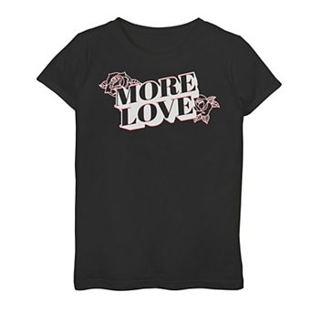 Girls 7-16 More Love Pink Line Sketch Graphic Tee
