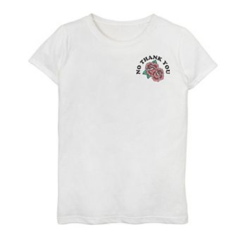 Girls 7-16 No Thank You Dual Roses Graphic Tee