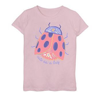Girls 7-16 Cute As A Bug Pastel Ladybug Sketch Graphic Tee