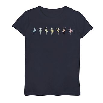 Girls 7-16 Rainbow Hue Ballerina Line Chest Print Graphic Tee