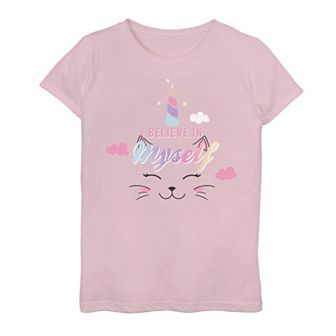 Girls 7-16 Caticorn I Believe In Myself Face Graphic Tee