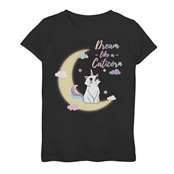Girls 7-16 Dream Like A Caticorn Cloudy Moon Graphic Tee