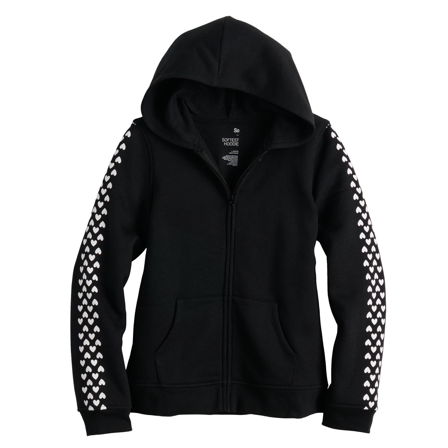 girls black zip up hoodie