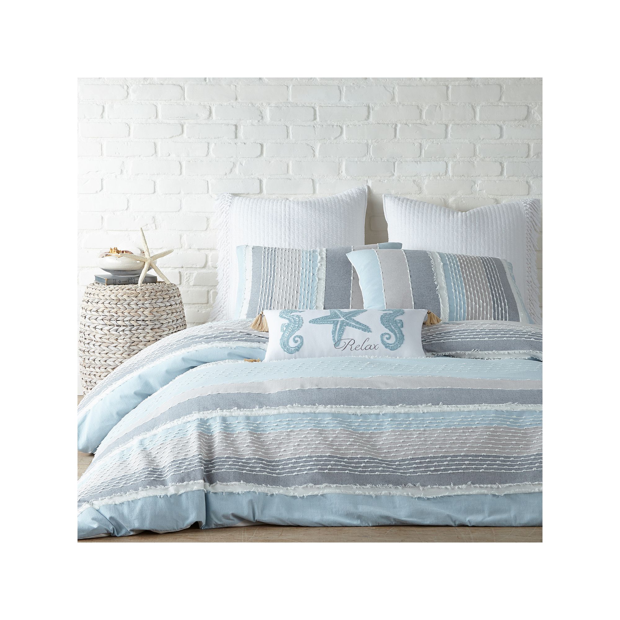 Levtex Home Santander Comforter Set, Gray Spa White