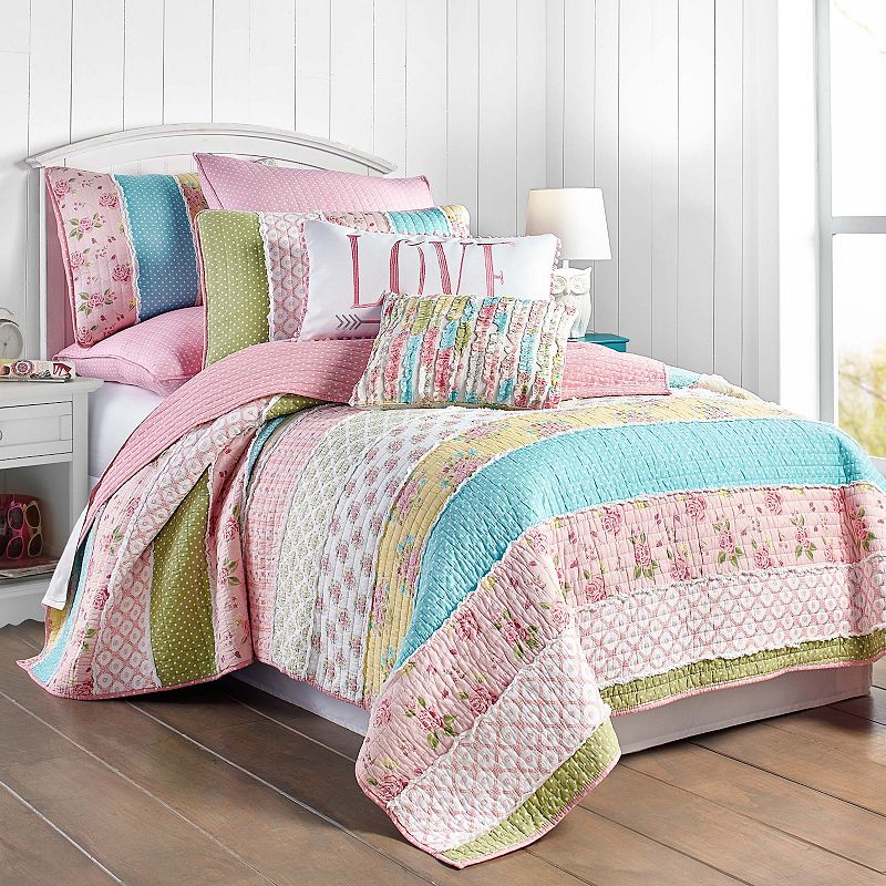 Levtex Home Vintage Garden Quilt Set, Pink, Twin