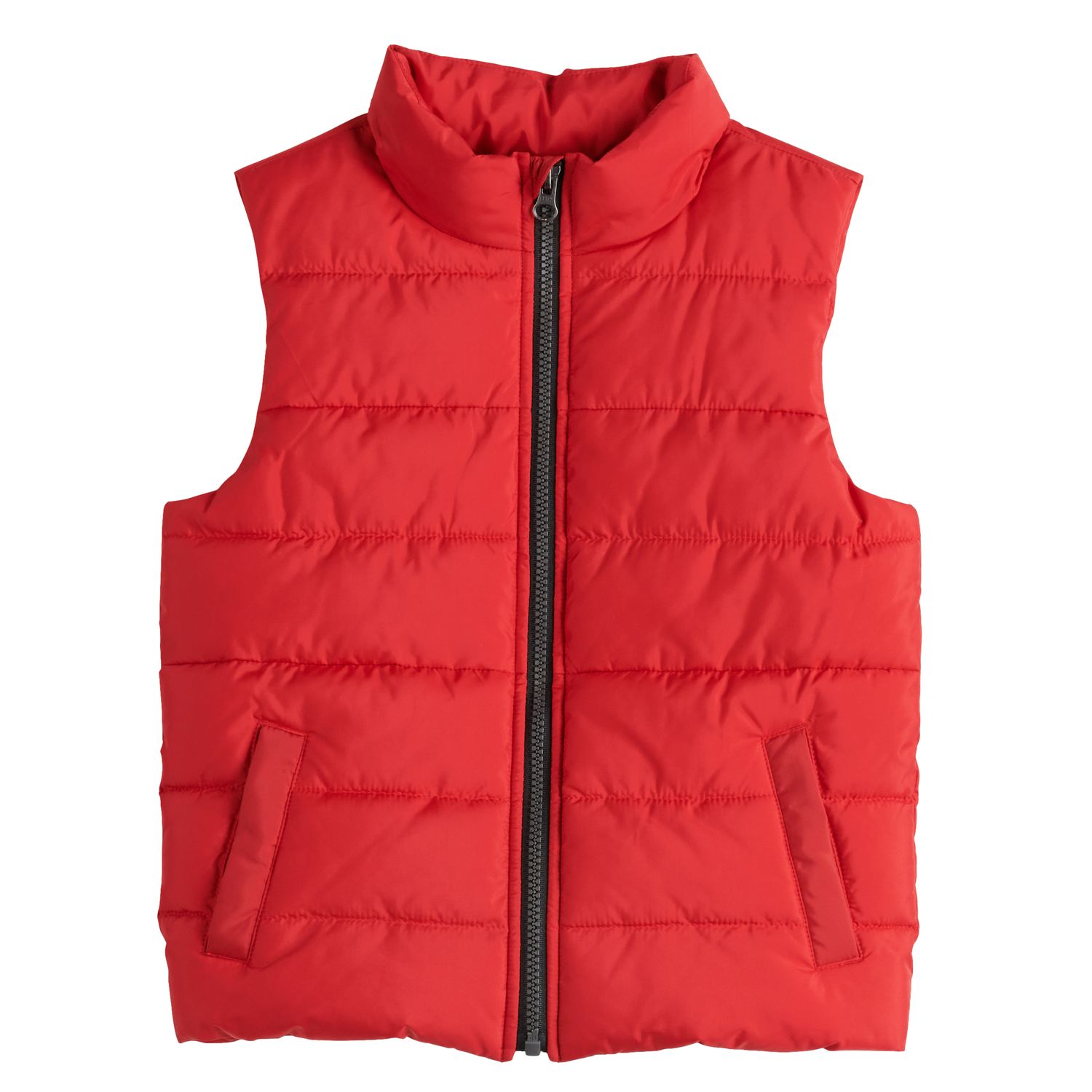 red puffer vest