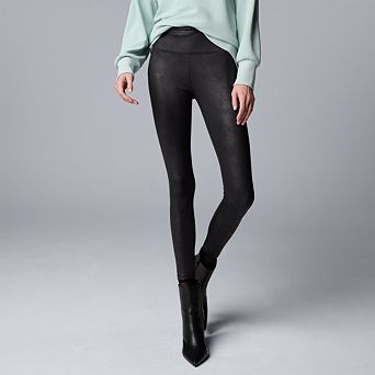 Women's Simply Vera Vera Wang High-Rise Faux Leather Shaping Leggings