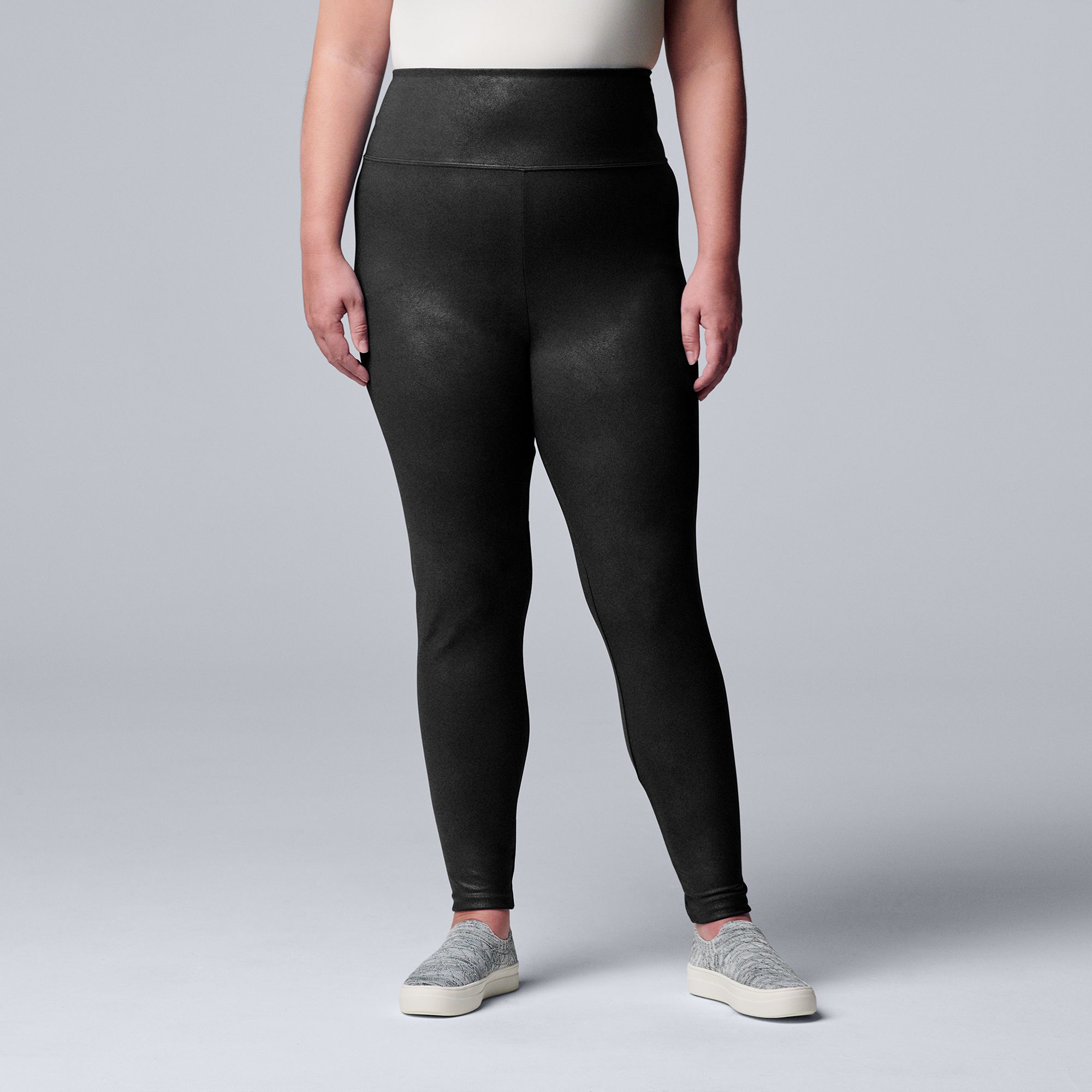 Plus Size Simply Vera Vera Wang High Rise Faux Leather Leggings, Womens, S