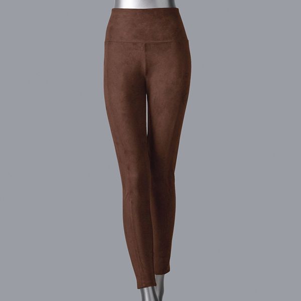 Hue Microsuede Chocolate Brown Leggings Pant Womens Size XS