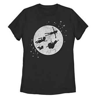 Juniors' Disney's Peter Pan Darling Kids Flying Moon Silhouette Tee