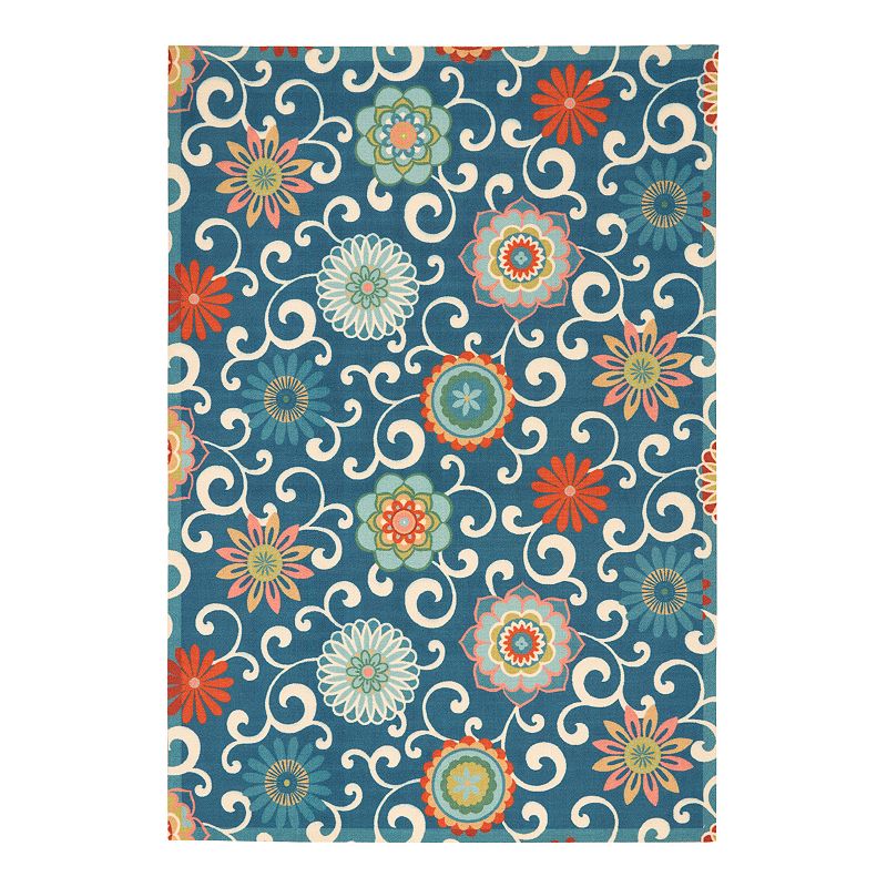Waverly by Nourison Sun N Shade Terrace Indoor Outdoor Rug, Blue, 5X7.5 Ft