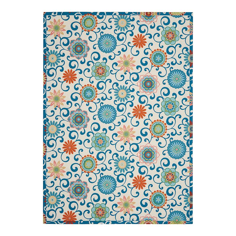 Waverly by Nourison Sun N Shade Terrace Indoor Outdoor Rug, White, 8X11 Ft