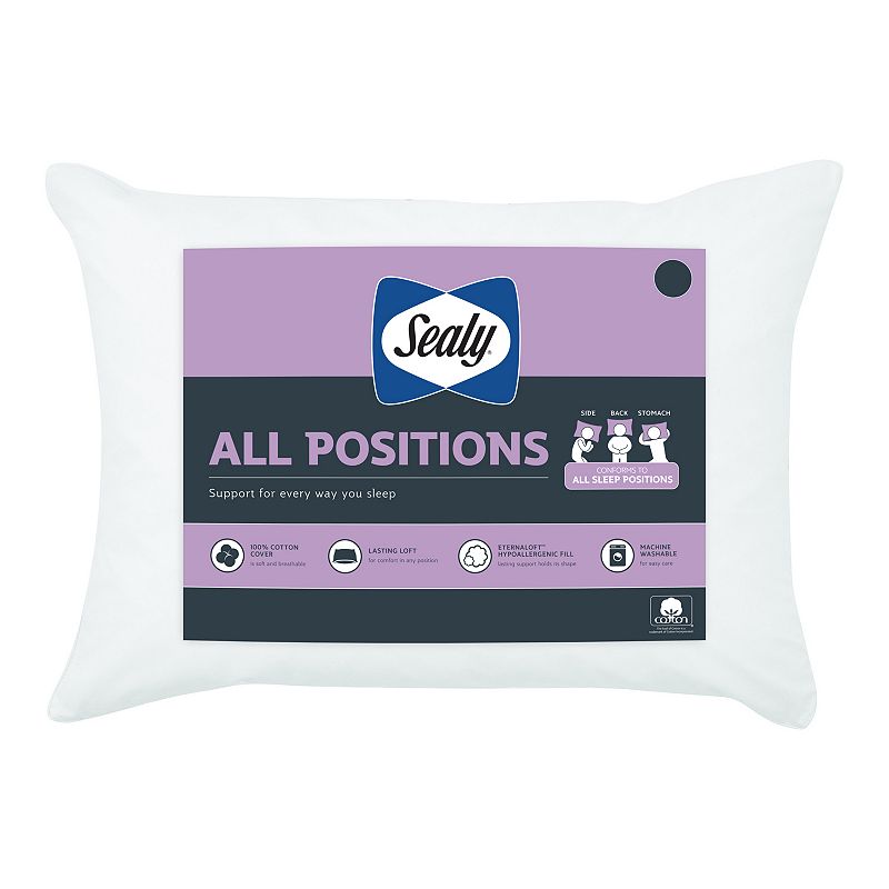 Sealy All Positions Adjustable Support Throw Pillow, White, JUMBO