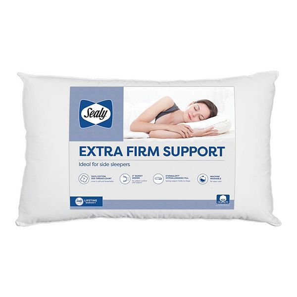 Sealy Extra Firm Side Sleeper Bed Throw Pillow, White, JUMBO