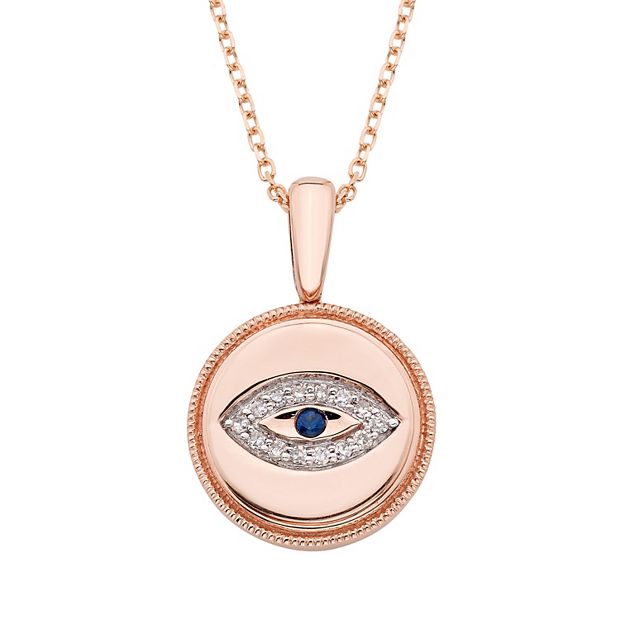 14K Gold Micro Pave Diamond Evil Eye Necklace Charm