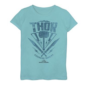Girls 7-16 Marvel Thor Ragnarok Asgardian Warrior Hammer Shield Graphic Tee