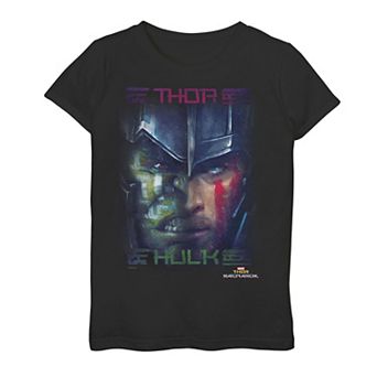 Girls 7-16 Marvel Thor Ragnarok Hulk Face to Face Symmetrical Graphic Tee