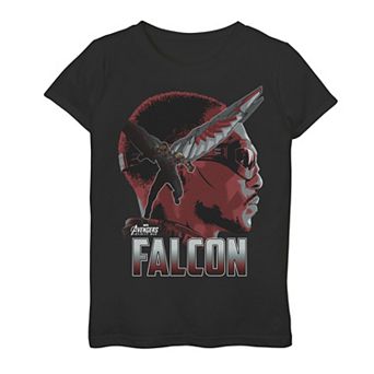 Girls 7-16 Marvel Infinity War Falcon Big Head Profile Graphic Tee