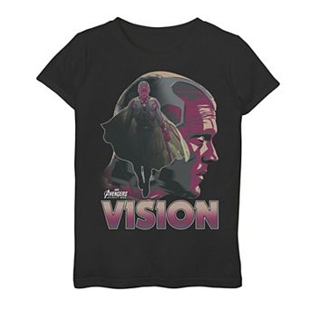 Girls 7-16 Marvel Infinity War Vision Big Head Profile Graphic Tee