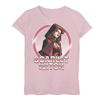 Girls 7-16 Marvel Scarlet Witch Red Hooded Sorceress Badge Graphic Tee