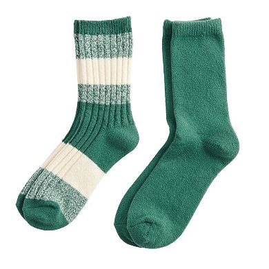 Women's Sonoma Goods For Life® Mixed Stripe Crew Socks 2-Pack
