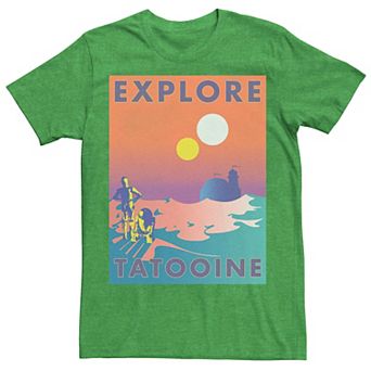 Men's Star Wars Explore Tatooine Faded Retro C-3PO & R2-D2 Poster Tee