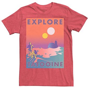 Men's Star Wars Explore Tatooine Faded Retro C-3PO & R2-D2 Poster Tee