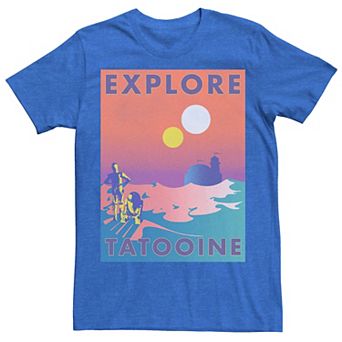 Men's Star Wars Explore Tatooine Faded Retro C-3PO & R2-D2 Poster Tee