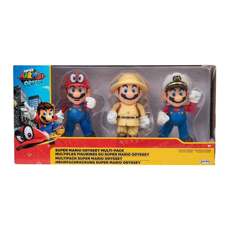 Super Mario 4-Inch Mario Odyssey 3-Pack, Multicolor