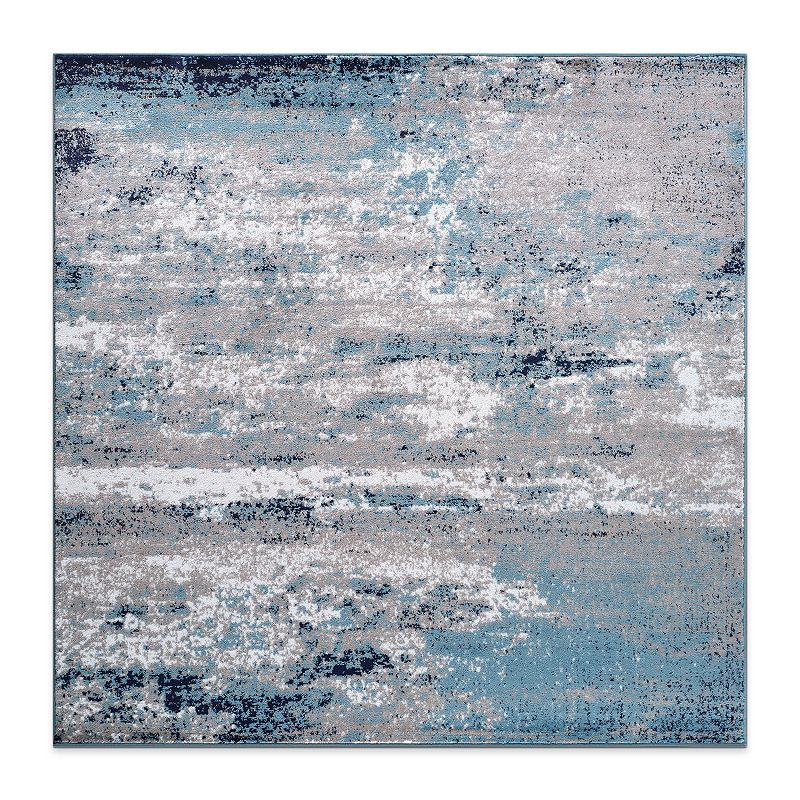 World Rug Gallery Wynn Abstract Rug, Blue, 6.5X9 Ft