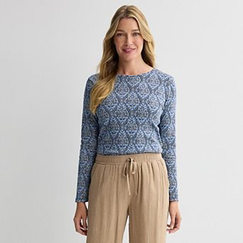 Petite Croft & Barrow® Crewneck Long-Sleeve Tee