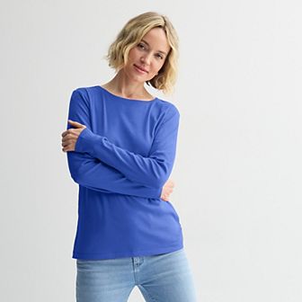 Petite Croft & Barrow® Crewneck Long-Sleeve Tee