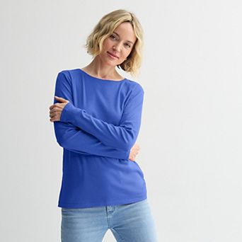 Petite Croft & Barrow® Crewneck Long-Sleeve Tee