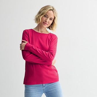 Petite Croft & Barrow® Crewneck Long-Sleeve Tee