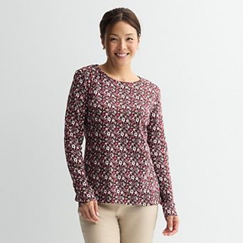 Petite Croft & Barrow® Crewneck Long-Sleeve Tee