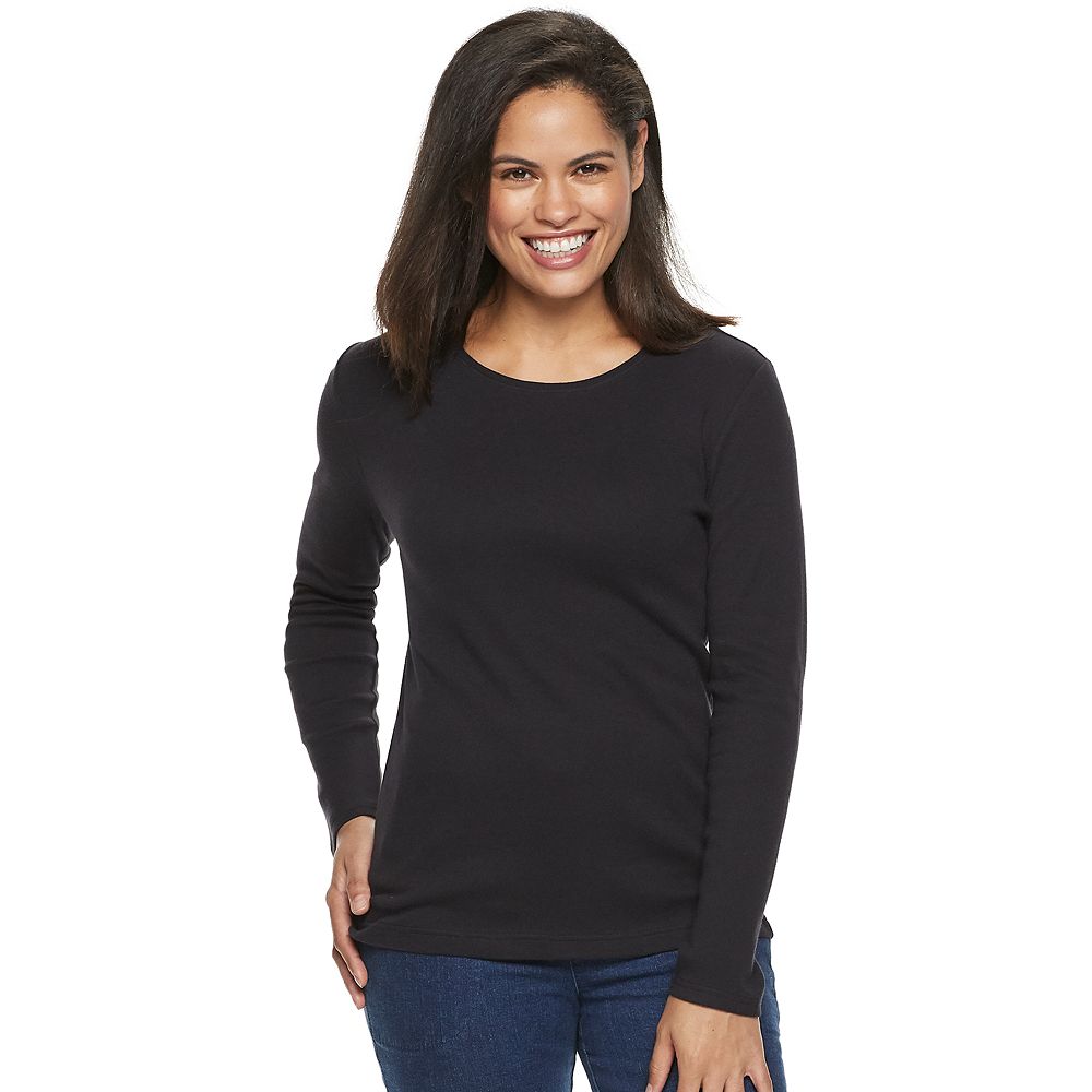 Petite Croft & Barrow® Crewneck Long-Sleeve Tee