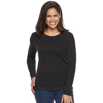 Petite Croft & Barrow® Crewneck Long-Sleeve Tee