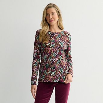 Petite Croft & Barrow® Crewneck Long-Sleeve Tee