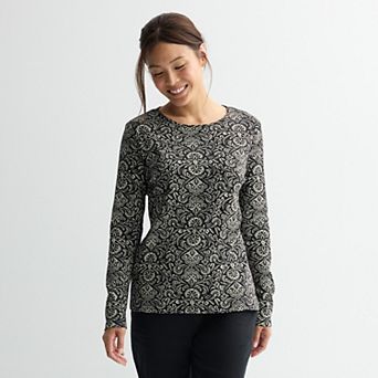 Petite Croft & Barrow® Crewneck Long-Sleeve Tee