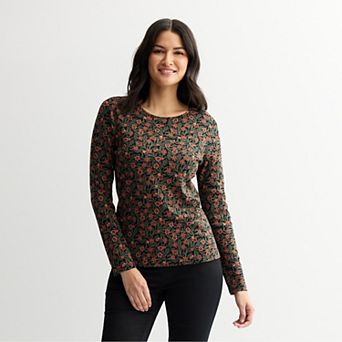 Petite Croft & Barrow® Crewneck Long-Sleeve Tee