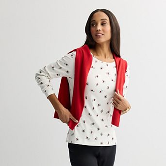 Petite Croft & Barrow® Crewneck Long-Sleeve Tee