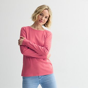 Petite Croft & Barrow® Crewneck Long-Sleeve Tee