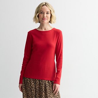 Petite Croft & Barrow® Crewneck Long-Sleeve Tee