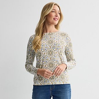 Petite Croft & Barrow® Crewneck Long-Sleeve Tee