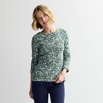 Petite Croft & Barrow® Crewneck Long-Sleeve Tee